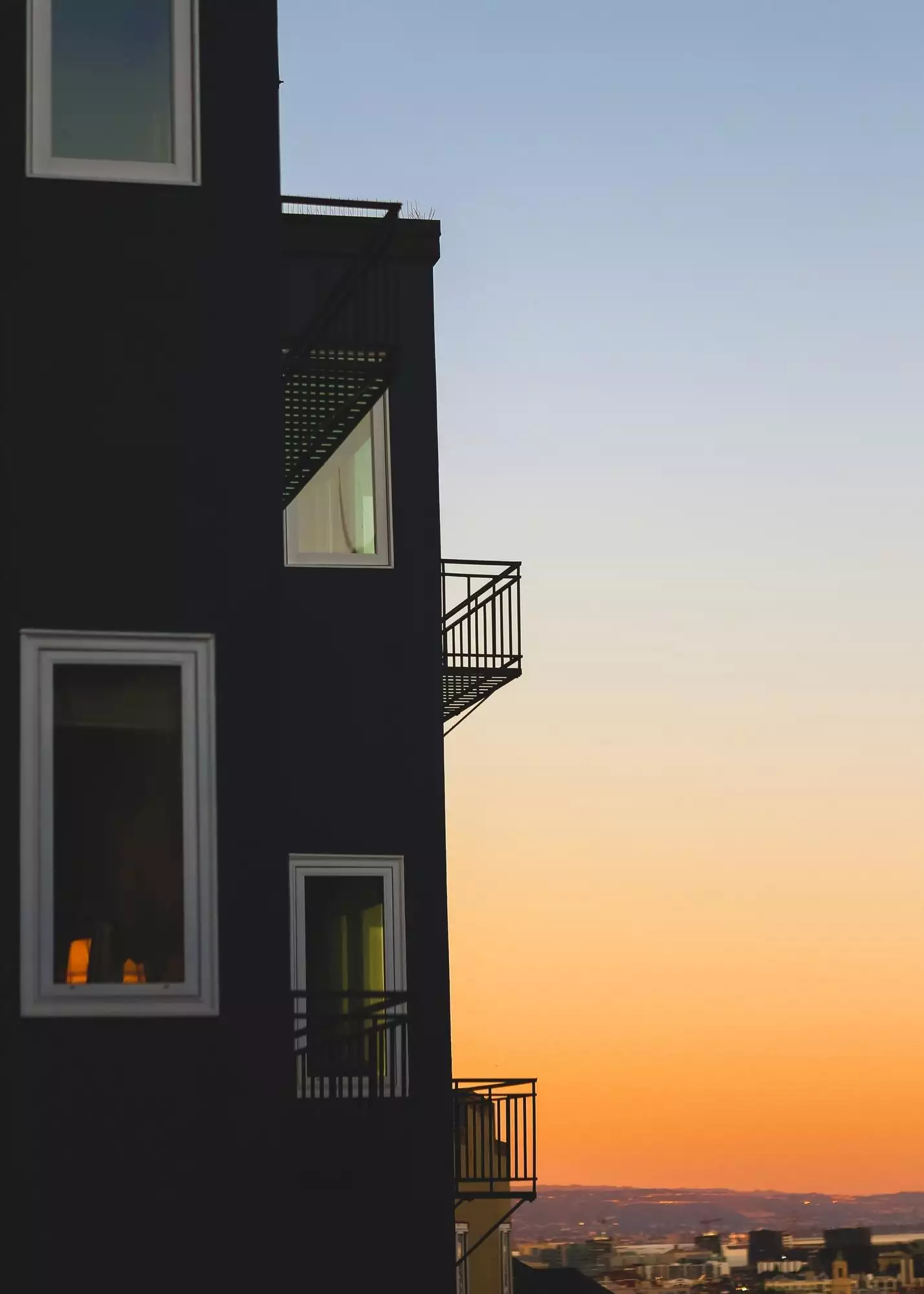 Apartment Building at Sunset